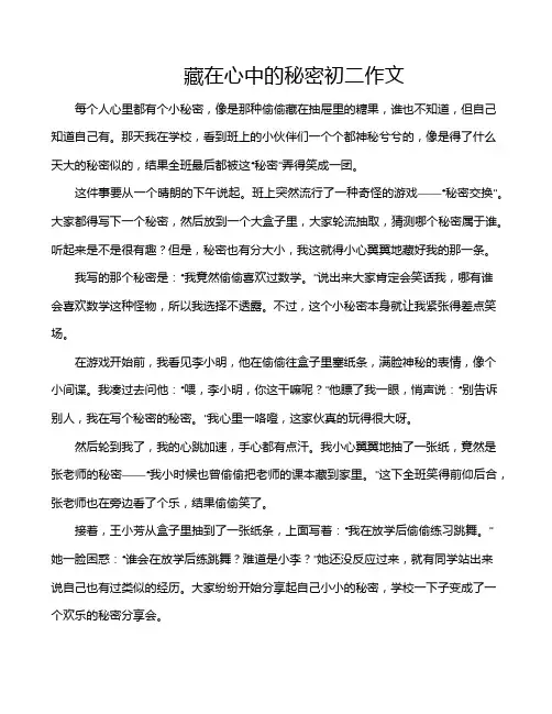 藏在心中的秘密初二作文