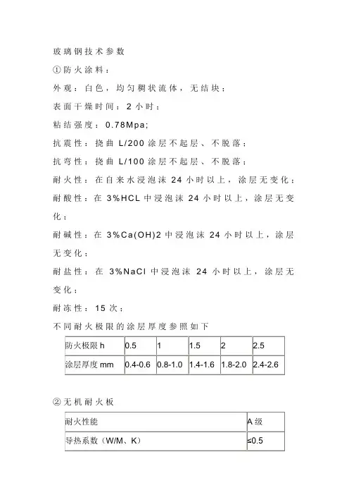 玻璃钢技术参数