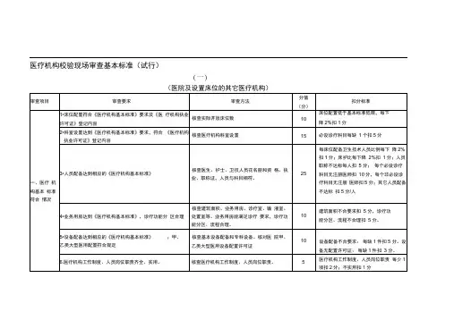 医疗机构校验现场审查基本标准(试行)