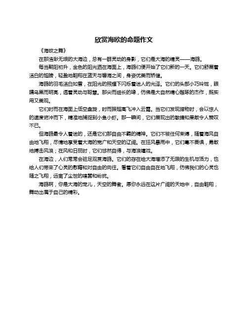 欣赏海欧的命题作文