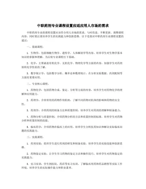 中职药剂专业课程设置应适应用人市场的需求