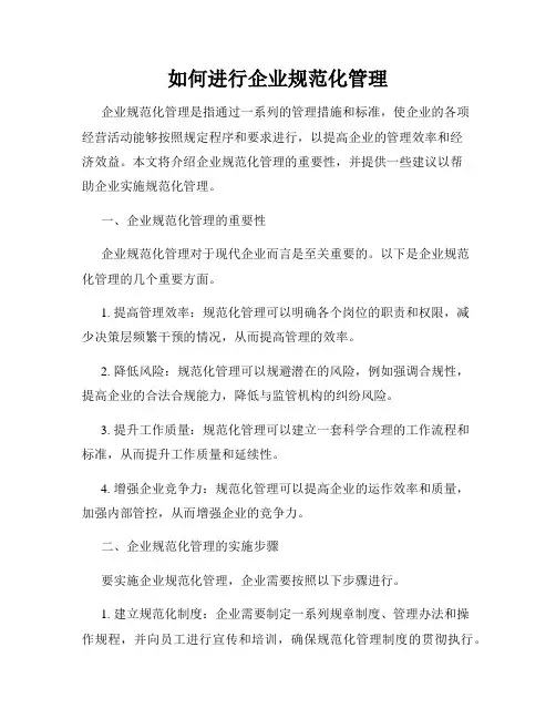 如何进行企业规范化管理