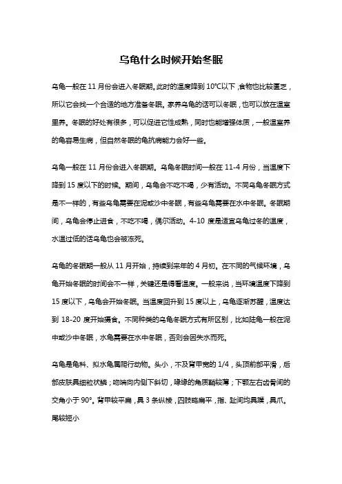 乌龟什么时候开始冬眠