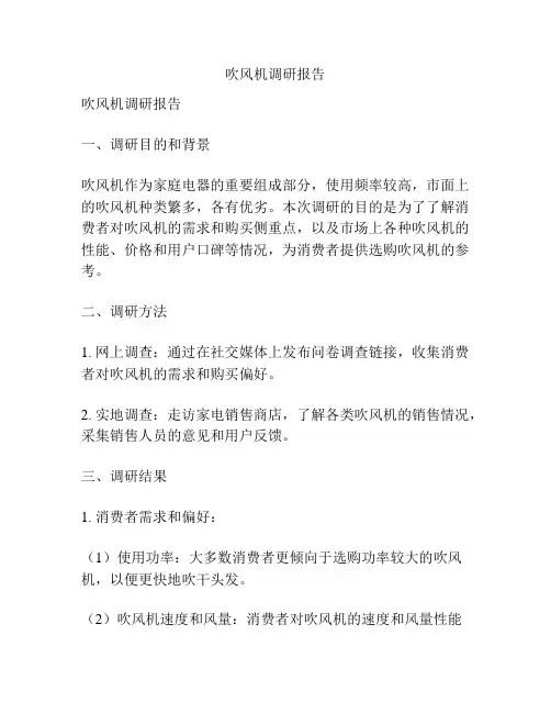 吹风机调研报告