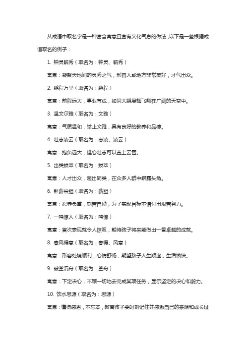 从成语里取名字大全
