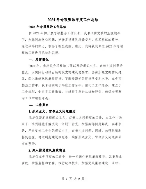 2024年专项整治年度工作总结（4篇）
