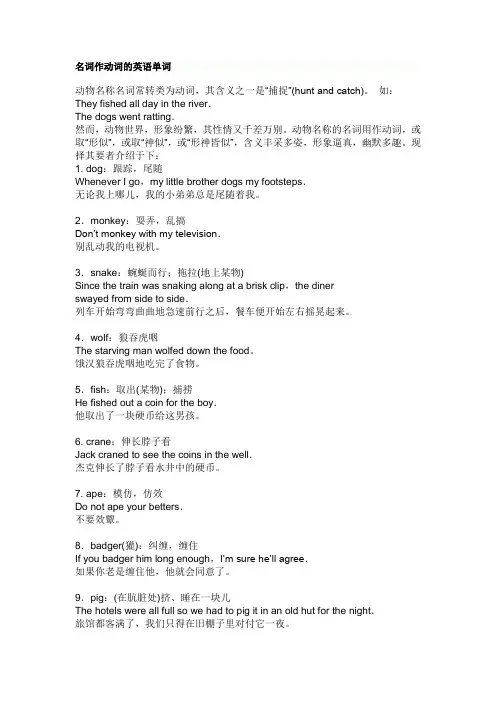 名词作动词的英语单词