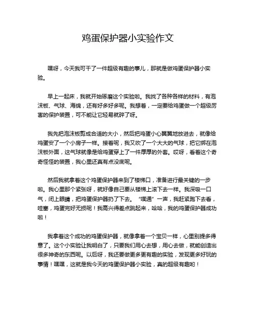 鸡蛋保护器小实验作文