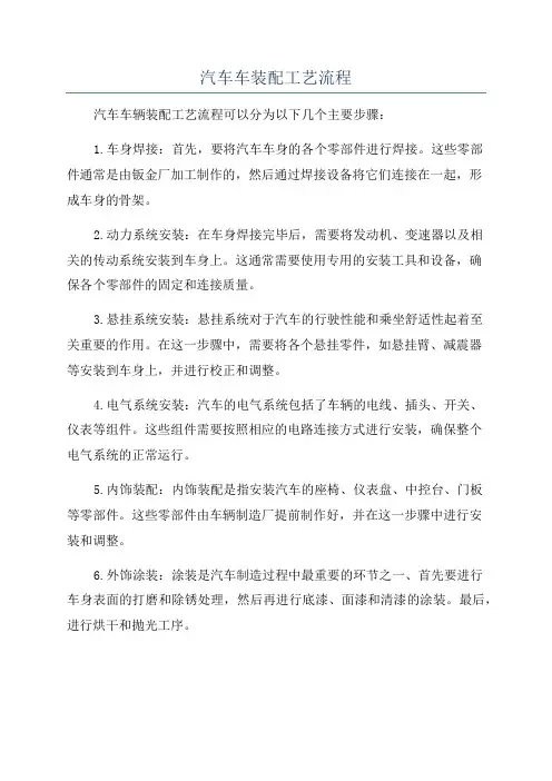 汽车车装配工艺流程