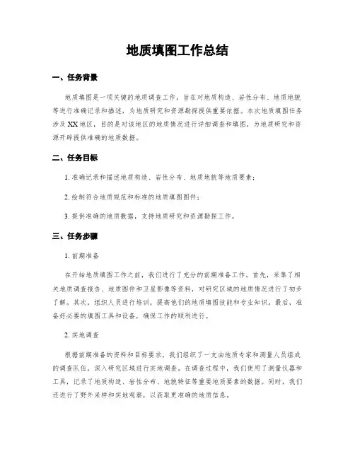 地质填图工作总结
