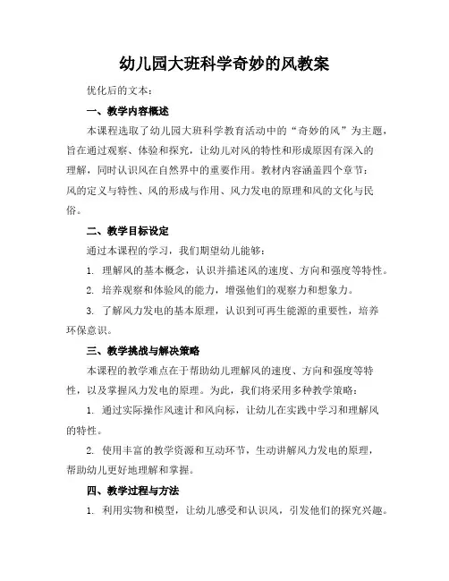 幼儿园大班科学奇妙的风教案