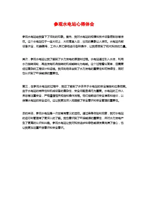 参观水电站心得体会