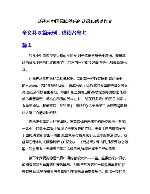 谈谈对中国民族器乐的认识和感受作文