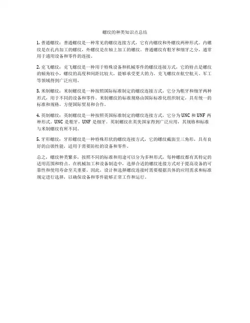 螺纹的种类知识点总结