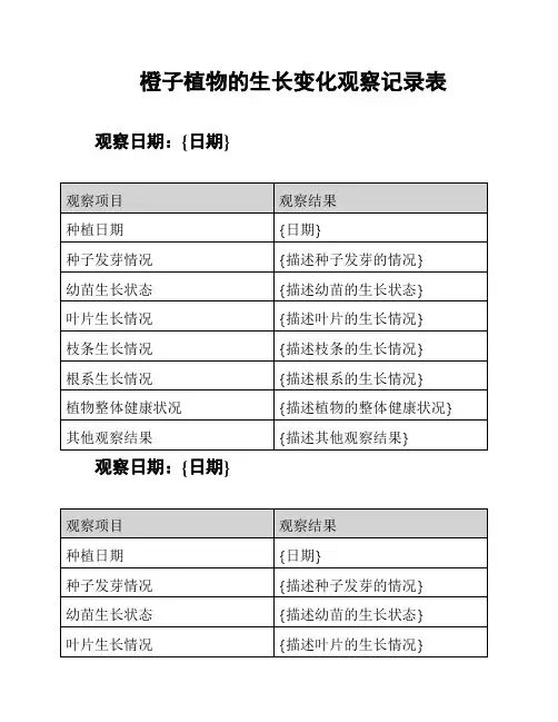 橙子植物的生长变化观察记录表