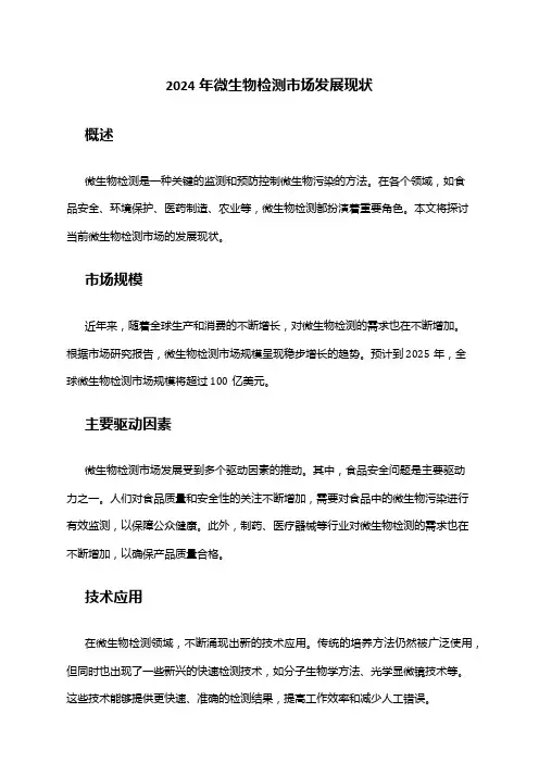 2024年微生物检测市场发展现状