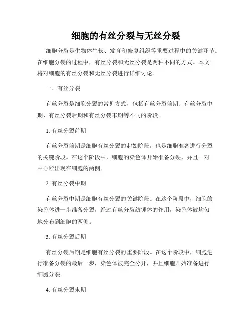 细胞的有丝分裂与无丝分裂