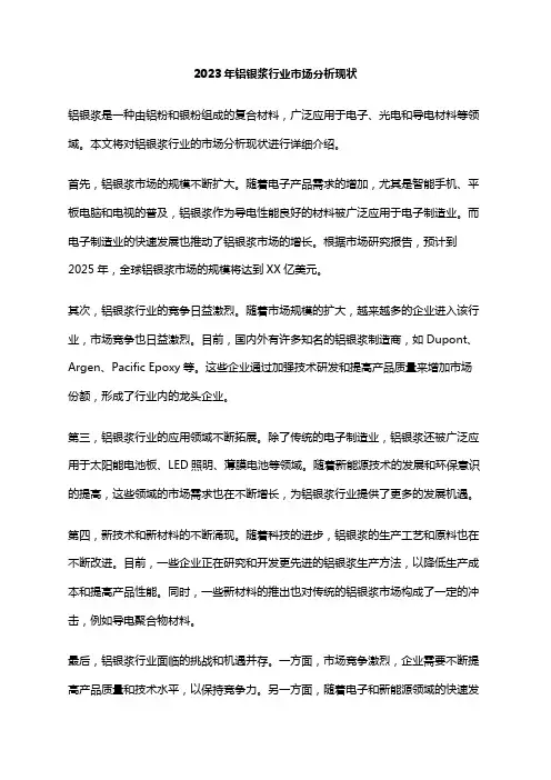2023年铝银浆行业市场分析现状