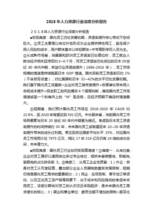 2018年人力资源行业深度分析报告