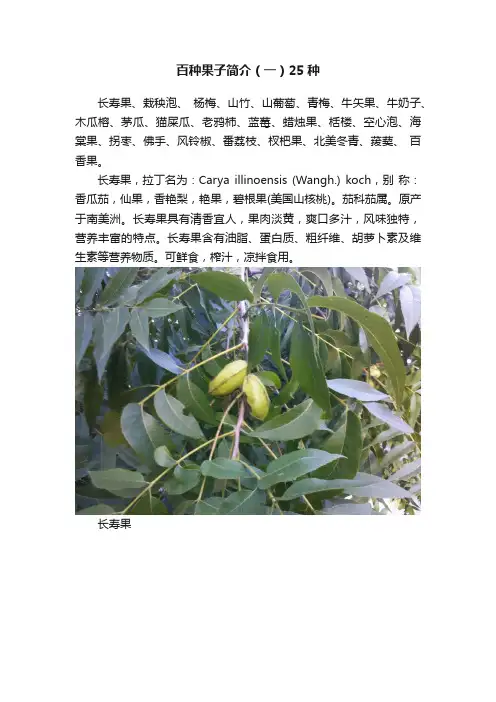 百种果子简介（一）25种