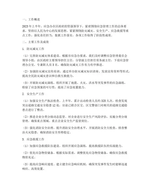 应急办半年工作总结
