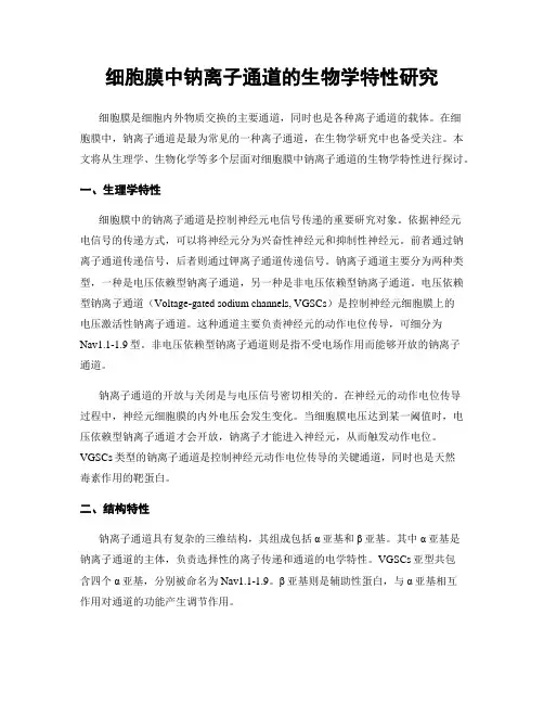 细胞膜中钠离子通道的生物学特性研究