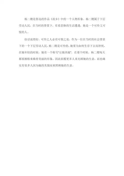 鲁迅笔下的杨二嫂形象300字