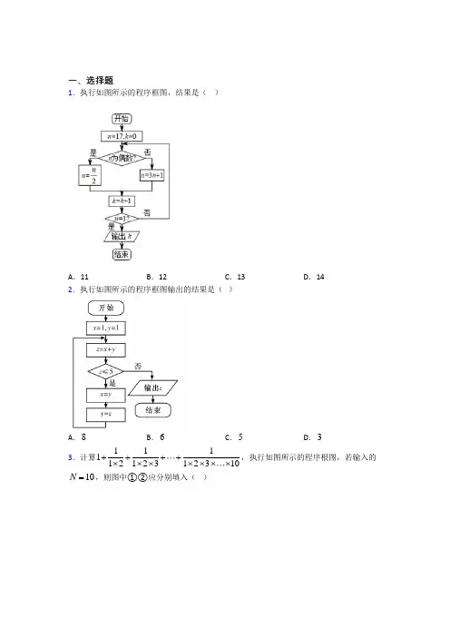 (典型题)高中数学必修三第二章《算法初步》测试卷(包含答案解析)