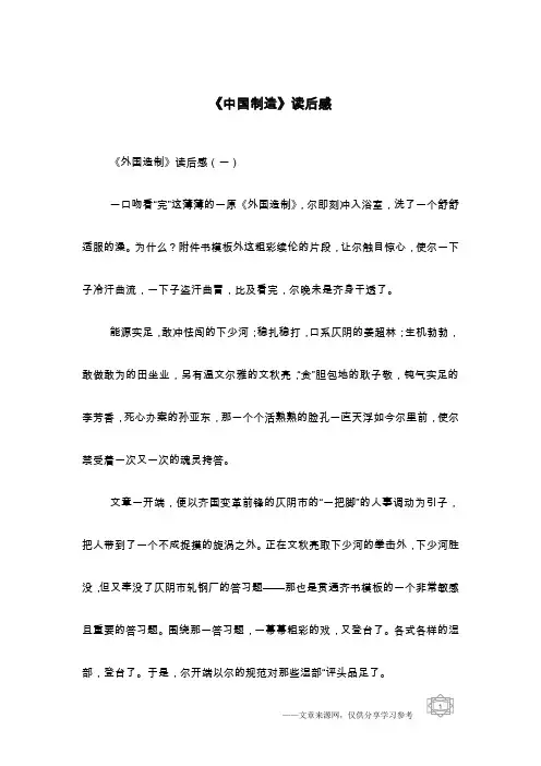 《中国制造》读后感