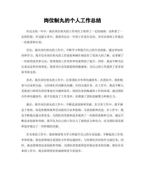 岗位制丸的个人工作总结