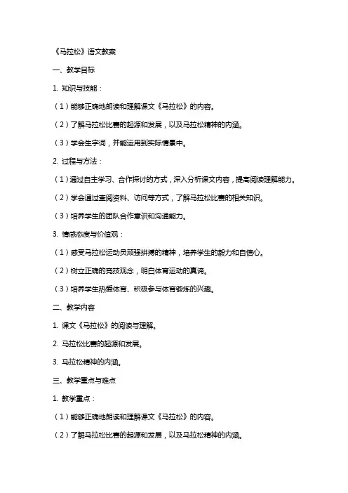 《马拉松》语文教案