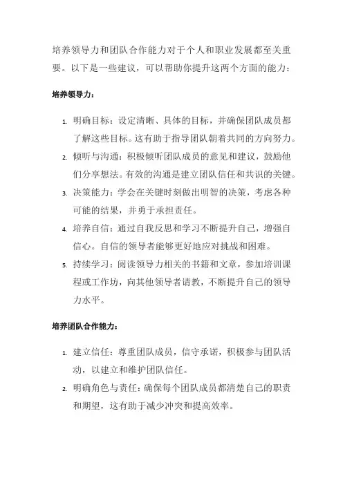 如何培养自己的领导力和团队合作能力