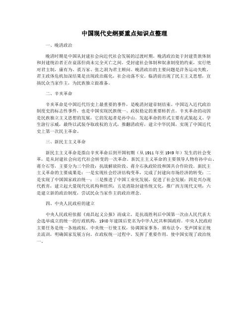 中国现代史纲要重点知识点整理
