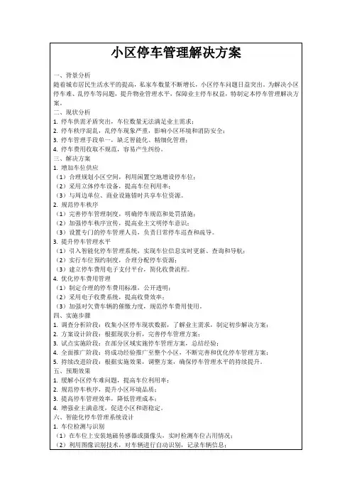 小区停车管理解决方案
