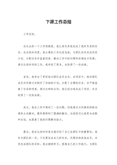 下派工作总结