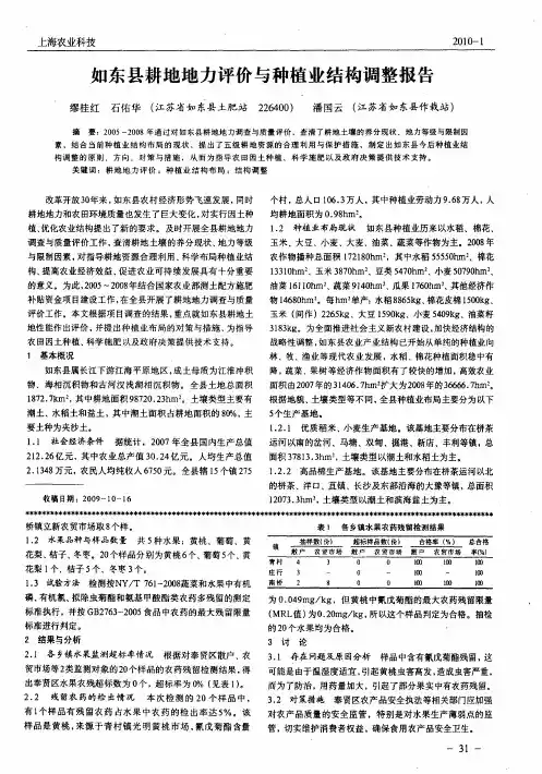 如东县耕地地力评价与种植业结构调整报告