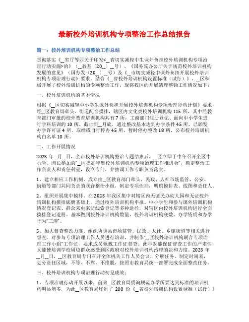 最新校外培训机构专项整治工作总结报告