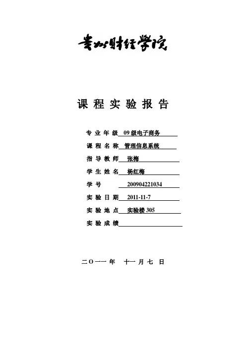 管理信息系统实验报告
