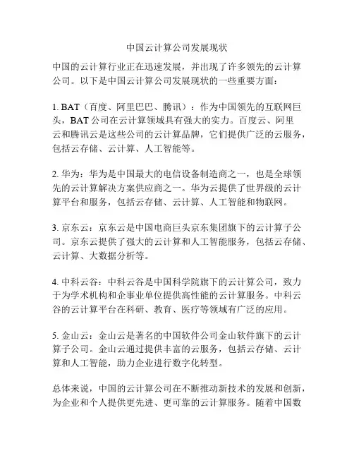 中国云计算公司发展现状