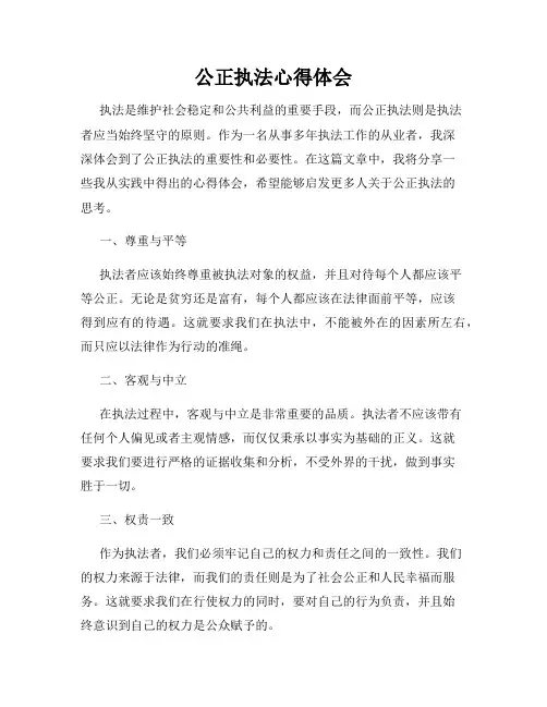 公正执法心得体会