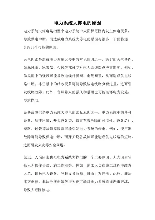 电力系统大停电的原因