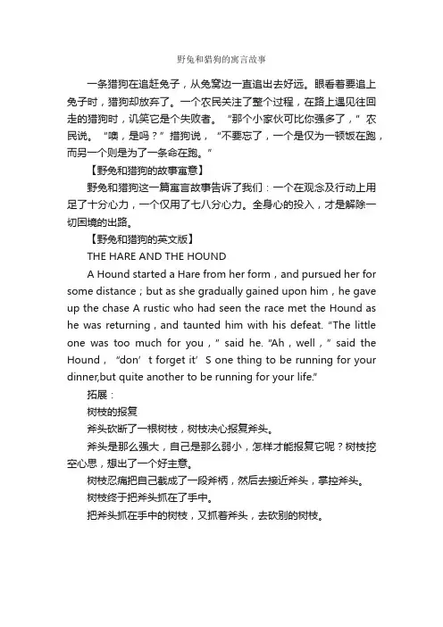 野兔和猎狗的寓言故事