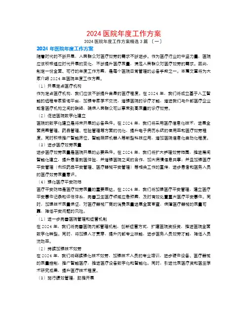 2024医院年度工作计划3篇