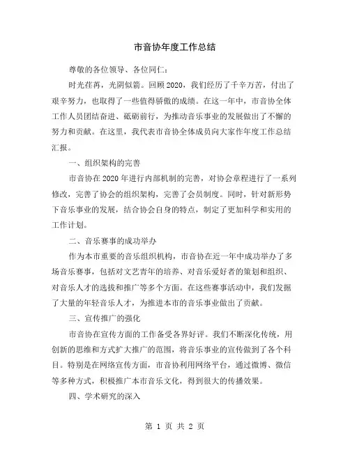 市音协年度工作总结