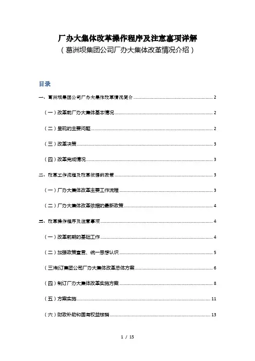 厂办大集体改革操作程序及注意事项详解