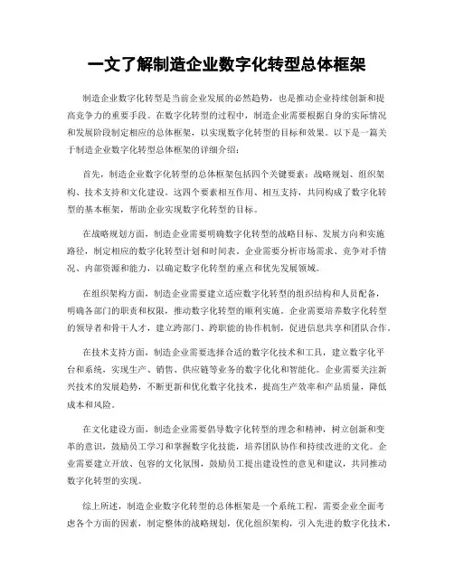 一文了解制造企业数字化转型总体框架