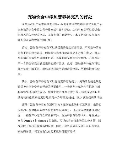 宠物饮食中添加营养补充剂的好处