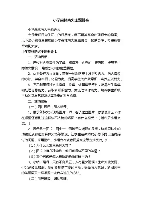 小学森林防火主题班会