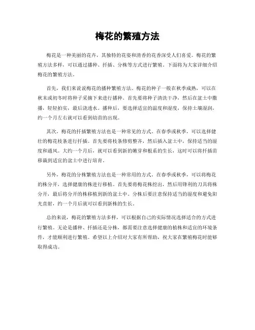 梅花的繁殖方法