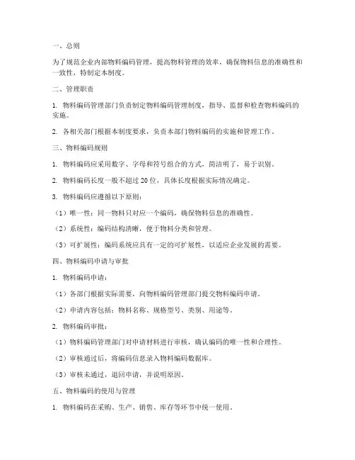 物料编码管理制度模板